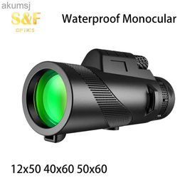 Telescopes FMC Coating BAK4 Prism 40X60 Waterproof Monocular Telescope with Smartphone Mount Tripod for Travelling Hunting Bird Watching YQ240124