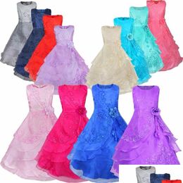 In Stock Flower Girl Dresses Drop Girls With Petticoat Embroidered Party Wedding Bridesmaid Princess Formal Children Clothes Deliver Dhxzh