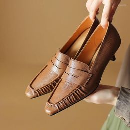 Dress Shoes Genuine Leather High Heels For Women Sexy Thin Woman Night Club Pumps