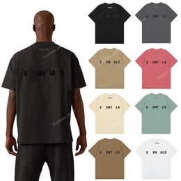 Back ESS Compound Line Emed Three-dimensional Letters High Street Round Neck Short Sleeve T-shirt Fog American Trend Couple