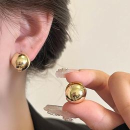 Stud Earrings Punk Geometric For Women Girls Fashion Half Metal Big Ball Round Earring Party Accessories Gifts