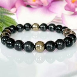 MG1922 New Design Natural Shungite Smoky Quartz Black Tourmaline Pyrite Bracelet Gemstone Energy Healing Crystals Jewellery