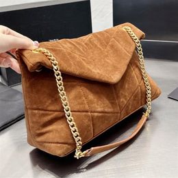 Designer Women Loulou Puffer Suede Messenger Bag France Brand Y Quilted Leather Crossbody Handbag Lady Double Chain Straps Shoulde320t