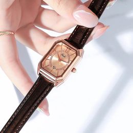 ZDR Womens simple light luxury fashion small square temperament belt waterproof quartz watch gift