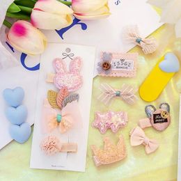 Hair Clips Children's Plush Clip Edition Girl Baby Little Student Fragmented Cloth Art Accessories Set Card Headwear