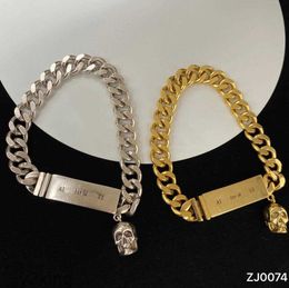 Punk Cuban Link Chain Bracelet Metal Brass Men Women Designers Skeleton Charm Bracelets Chunky Thick Chains Hip Hop Jewelry Wedding Lovers Gift EJD6 19HQ