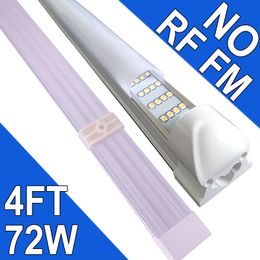 LED Shop Light 4Ft, 72W LED Tube Light Fixture, 4 foot Milky Cover Pure White 6000K, 4-Rows Integrated Fixture for Cooler Door Lighting 25Pack 4Ft Lamps usastock