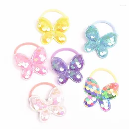 Hair Accessories 2PCS Cute Sequin Fish Scale Butterfly Girls Kids Elastic Bands Princess Children Ties Baby Headwear