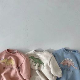 9318 Dinosaur Baby Bodysuit Autumn And Winter Fun Dinosaur Boys Clothes Fleece Cotton Girl Onesies 240119