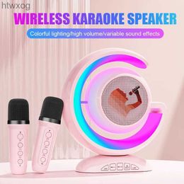 Portable Speakers 2023 New Bluetooth Music Player KTV Sound System Home Karaoke Colorful Lighting Wireless Dual Microphone Speaker Integrated YQ240124