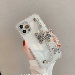 Cell Phone Cases Evening Bags Wrist Chain Case for Samsung Note 20 S20 S8 S9 Plus Shockproof Cases Butterfly bracelet Chain HangCase for Galaxy A51 A71 S7 J240123