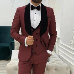 Men's Suits Luxury Blazer Men Suit 2024 Wedding Groom Terno 3 Piece Jacket Pants Vest Formal Occasion Waistcoat Elegant Tuxedo Costume Homme