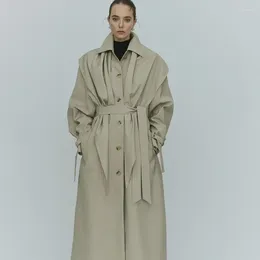 Women's Trench Coats Belt Decorated Coat Women 2024 Spring And Summer Casual Lapel Single-breasted Long Jacket