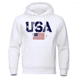 Men's Hoodies Autumn Winter Man Vintage Usa Flag Street Print Pullover Hoody Woman Sweatshirts Unisex Streetwear Y2k Style Clothing