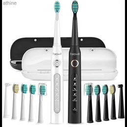 Electric Toothbrushes Replacement Heads Sonic Lot 2 Packs Black White with 5 Modes Rechargeable 10 Brush Deep Clean YQ240124