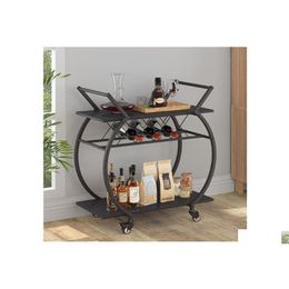 Other Kitchen Storage & Organisation Bar Cart Wine With Wheels Modern Rack Beverage Rolling Kitchen Serving Storage For Home Dining Dr Otmay