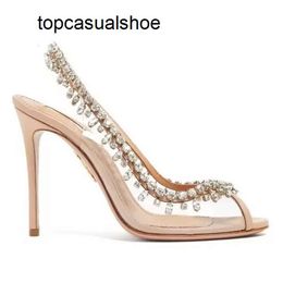 Aquazzura Aura designers womens Summer heels Aquazzuras sandals Heels crysta buckle party wedding dress shoes heel sexy back strap pvc leather sole sandal