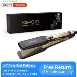 Hair Straighteners KIPOZI Professional Straightener Titanium Flat Iron with Digital LCD Display Dual Voltage Instant Heating Curling Q240125