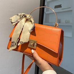 Evening Bags 2022 Female Bag Stone Prints Leather Handbags For Women Square Scarves Designer Solid Colour Crossbody Shoulder249c