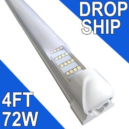 LED Shop Light Fixture, 4FT 72W 6500K Cold White, NO-RF RM 4 Foot T8 Integrated LED Tube Lights, Plug in Warehouse Garage Lighting, 4 Rows, High Output, Linkable usastock