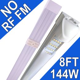 8 Foot 144W Integrated LED Tubes Light 144Watt T8 4 Rows 96" Four Row 144000 Lumens (300W Fluorescent Equivalent) Milky Cover 6500K 8FT LED Shop Lights usastock