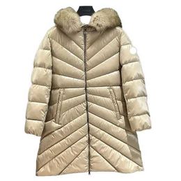 Women's designer brand down jacket female short long fashion big hair collar waist thin thickened duck down jacket 154U0S