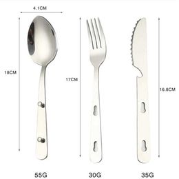 Camp Kitchen 3pcs/set Outdoor Portable Stainless Steel Tableware Knife Utensil Spoon Set Spoon Fork Knife Dinnerware Camping Cooking Flatware YQ240123