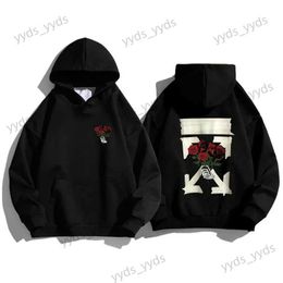 Men's Hoodies Sweatshirts Luxury Floral Pattern Hoodie For Men Fashion Clothing Casual Hooded Tops Streetwear Women Solid Colour High Quality Pullover T240124