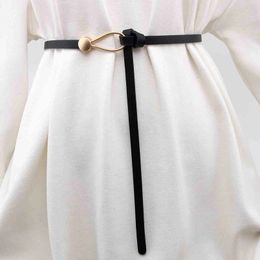 Women's Waist Belt Dark Thin Knotted Decoration Suit Dress and Sweater Waist Slimming Belts