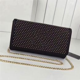 Fashion Crossbody Bag Women Handbags Purse Top Quality Chain Shoulder bags Genuine Leather Golden Nails Flap Handbag Lady Evening 228q