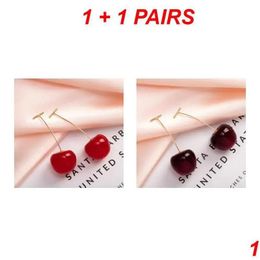 Dangle Chandelier Earrings 1/2Pairs Women Girl Resin Japan Korean Jewelry Gifts Fruit Sweet For Red Cherry Drop Delivery Otwny