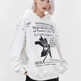 Women's Hoodies 2024 Letter Printing Harajuku Oversized Streetwear Black Jacket Couple Clothes Korean Fashion College Coats