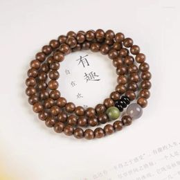 Strand Golden Sandalwood Beaded Bracelet With Multiple Rings Small Women's Student Buddha Beads Natural Submerged Bead