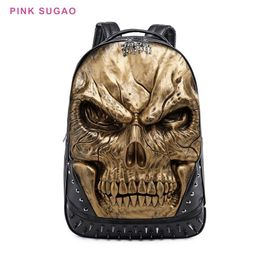 Pinksugao designer backpack Computer backpack men 2020 new fashion embossed three-dimensional skull backpack big ghost face handba3047