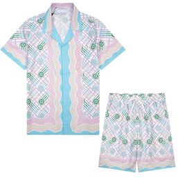 6 Men's Tracksuits Mens Hawaiian Beach Sets Vacation Shirts For Men And Women Colour Blocking Printed Shorts Set#08