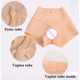 Costume Accessories 70CM Silicone Realistic Vagina Panty Shemale Crossdresser Pussy Pants Transgender Artificial Sex Fake Underwear Enhancer Hip 1G