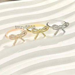 Fashion Designer Tiff Ring Top t Family S925 Full Body Sterling Silver Bow Cute Versatile Korean Edition Diamond Women's VAOD