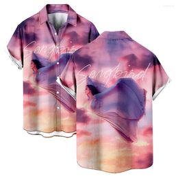 Men's Casual Shirts Kira Kosarin Summer Short Sleeve V-Neck Turn-down Collar Beach Style Button Shirt