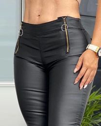 Women's Pants Women Tight Fashion Slim Sexy Bag Hip High Waist Zipper Motorcycle Spring And Summer Black Pencil