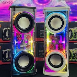 Portable Speakers Transparent Colorful Light Bluetooth Speaker V8 Small Steel Cannon BassPortable Speaker Home Theater Sound System YQ240124