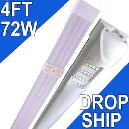 4-Rows 72 Watt LED Shop Lighting 4FT Grarage Lights DROP SHIP NO-RF RM Barbershop T8 Integrated Bulbs Warehouse Milky Cover 25 Pack 4Foot LED Ceiling usastock