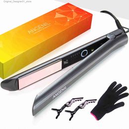 Hair Straighteners ANGENIL Ionic Hair Straightener and Curler 2 in 1 Flat Iron Ceramic Titanium Straightening Curling Iron in One Fast Heating Q240124