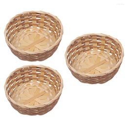 Dinnerware Sets 3 Pcs Woven Basket Container Home Serving Finishing Hand Made Bamboo Fruit