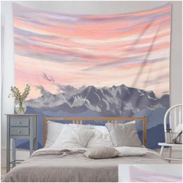 Tapestries Oil Painting Landscape Tapestry Aesthetic Wall Hanging Vintage Background Decor Art Decoration Home Gift Drop Delivery Home Otnst