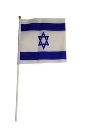 Israel Flag 21X14 cm Polyester hand waving flags Israel Country Banner With Plastic Flagpoles3014114