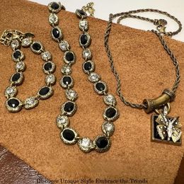 Necklace Earrings Set Fashion Obsidian Jewelry High Quality Exquisite Gemstones Butterfly Bracelet For Women Gift Spanish Romantic