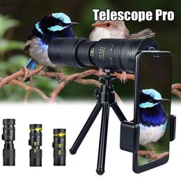 Telescopes 4K 10-300X40MM Super Telephoto Monocular Telescope Zoom Monocular Binoculars Pocket Telescope for Smartphone Take Picture YQ240124