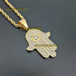 Pendant Necklaces Hamsa Hand Of Fatima Necklace Pendant Chain Men Womens Golden Colour 14k Yellow Gold Palm Necklaces Turkish Jewellery Gift 2024 Designer Necklaces