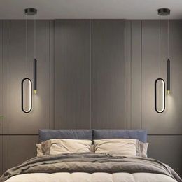 Modern Lustre Minimalist LED Chandelier Pendant Lights Nordic Bedroom Bedside Long Line Light suspensions luminaire Home Decor