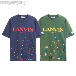 24SS Designer T Shirt Lanvins LANVIN Langfan Letter Printed Short Sleeve Top Speckled Colourful Dot Couple T-shirt Unisex Summer